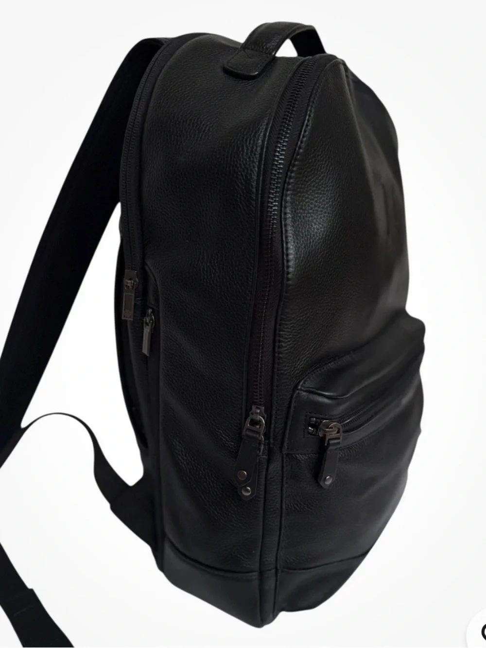 Hook and Albert Top Grain Black Leather Backpack